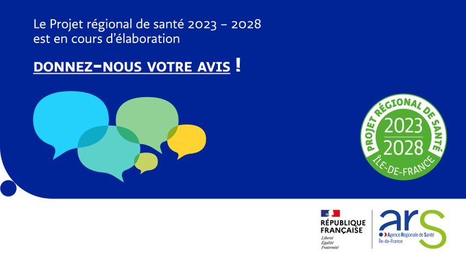 PRS 2023 – 2028 | L’ARS IDF lance une concertation auprès des Franciliens sur son futur Projet régional de santé. Prévention, parcours de soin, attractivité des métiers de la santé… Consultez les premières fiches-actions et proposez vos contributions !
👉 bit.ly/3OwEZg9
