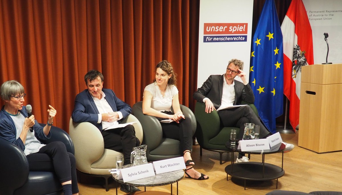 Great discussion in Brussels on protecting #HumanRights at sport events and which way after #Qatar2022.

Input: <a href="/AlisonBiscoe/">Alison Biscoe</a>/  <a href="/SportandRights/">Centre for Sport & Human Rights</a>, Sylvia Schenk/ IOC committee on HR, <a href="/MartinKainz/">Martin Kainz</a> &amp; <a href="/KurtWachter/">Kurt Wachter</a>
👏🏽 to N. Marschik/<a href="/AustriaatEU/">Austria at EU</a>, <a href="/DrahoslavStefa2/">Drahoslav Stefanek</a> &amp; G. Haeusler <a href="/eu_eeas/">European External Action Service - EEAS 🇪🇺</a>