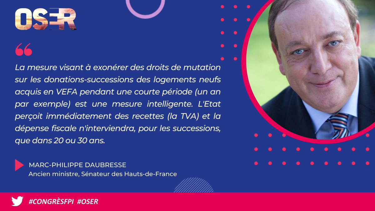 DAUBRESSE_MP's tweet photo. Notamment en matière de fiscalité mais aussi bancaire, ou encore en libérant les contraintes des maires ! 2/2 #oser #CongresFPI #immobilier #logement @lesRep_Senat https://t.co/kWGKEcctAq