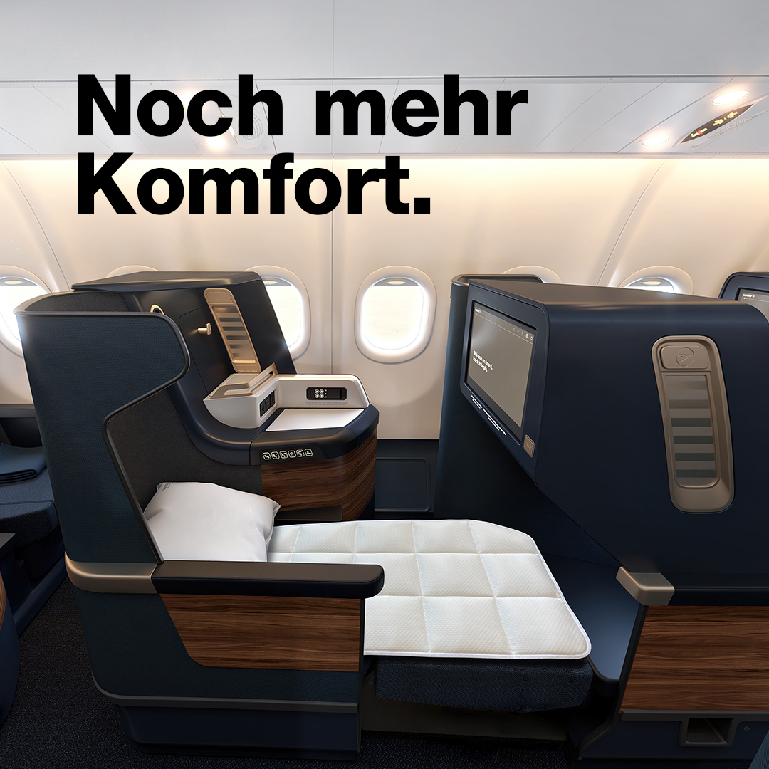 Schlafen über den Wolken - wie auf Wolken. 😴☁️ Auf allen Langstreckenflügen unserer A330neo Maschinen stehen speziell für unsere neue #BusinessClass entwickelte Matratzentopper zur Verfügung.😌 Mehr Liegekomfort auf unseren Fernflügen.☑️ Mehr dazu: bit.ly/43ARGLn