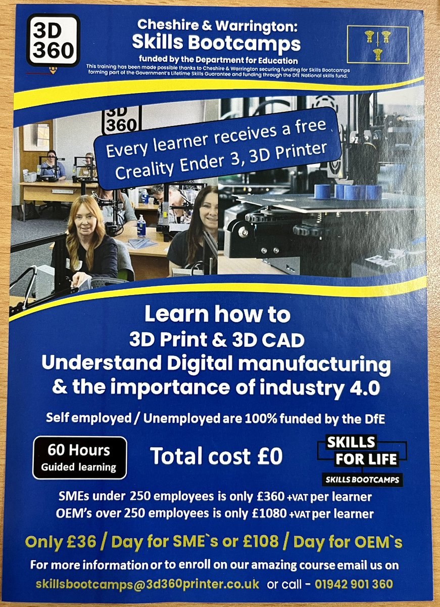 FablabWarrBCA's tweet image. At @3D360ltd in Leigh today, doing day 2 of the 3D printer section of their skills boot camp. 
Look on their website for further info., just remember to mention Fab Lab Warrington. #newskills  #3dprinting