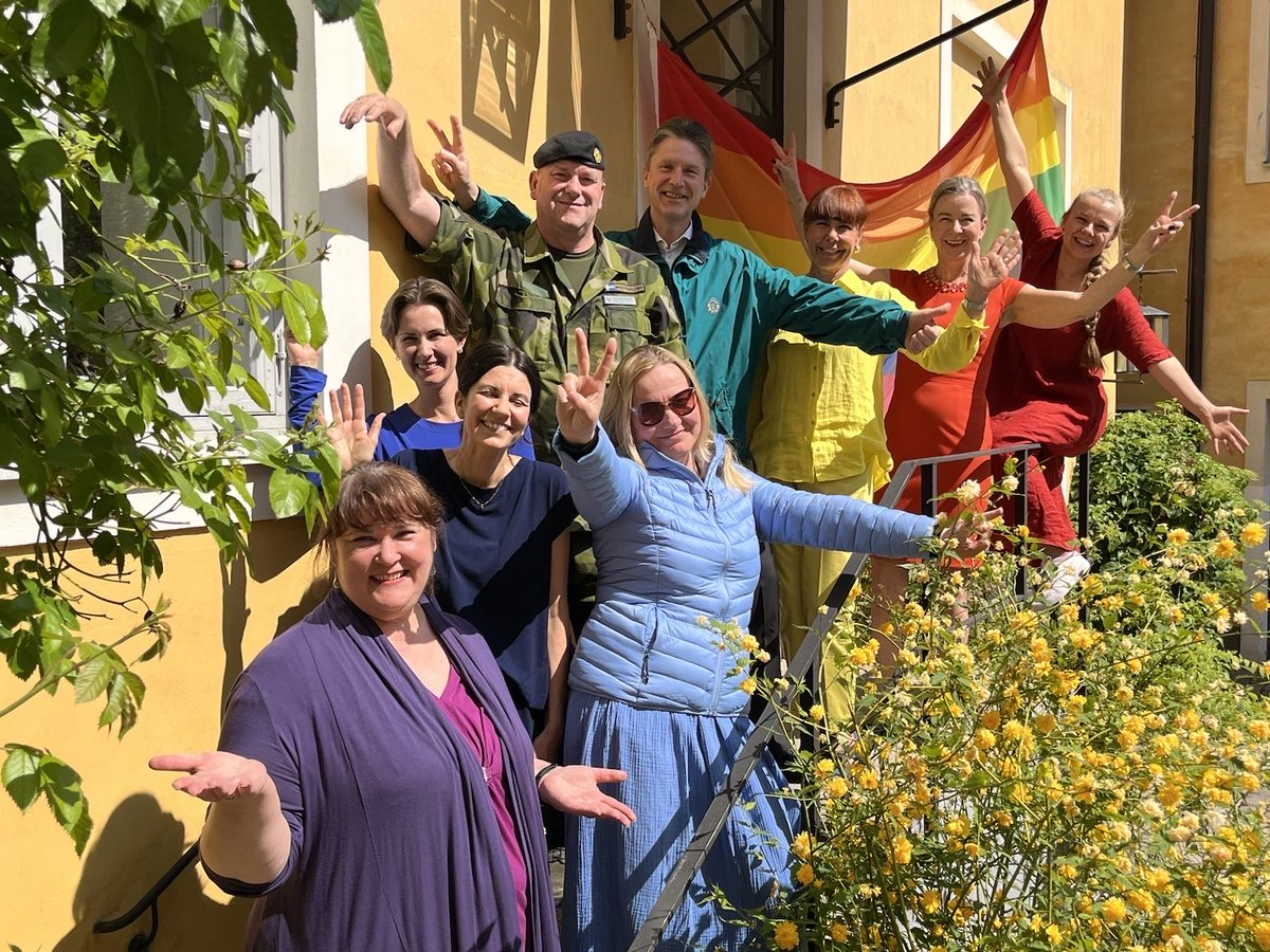 IngridTersman's tweet photo. June is Pride Month and this year Baltic Pride takes place in Tallinn. ⁦@SwedeninEE⁩ will join in! As every year, the Swedish Embassy team came to work in rainbow colors! #diplomatsforequality #Pride2023 #balticpride2023 https://t.co/cFTxL5rlqn