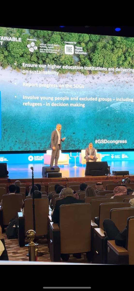 “Involving young people and excluded groups including refugees in decision making is one of the key factors in uniting higher education and society for sustainable future”  <a href="/duncan3ross/">Duncan Ross</a> at <a href="/timeshighered/">Times Higher Education</a> #GSDcongress at <a href="/KAUST_News/">KAUST</a>