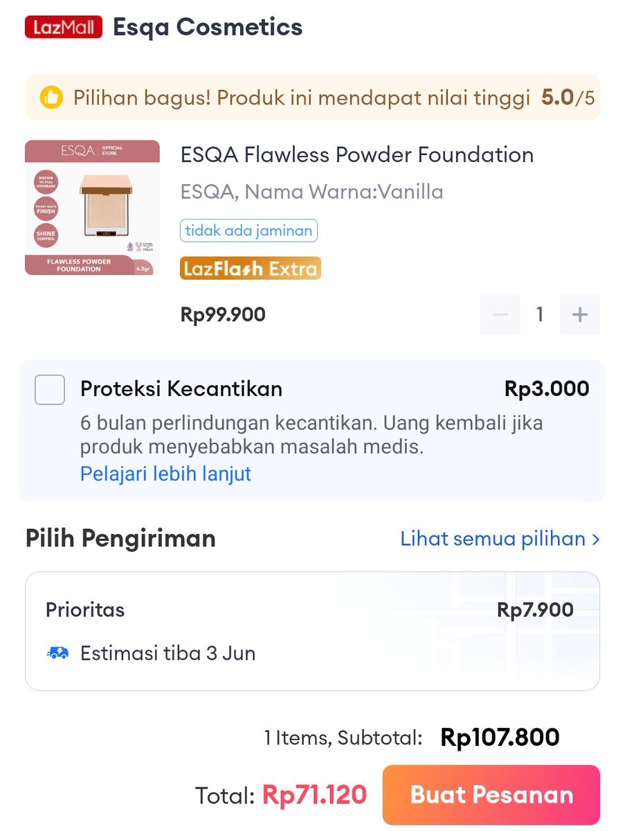 matchachilo's tweet image. Wts wtb esqa powder foundation promo dilazada jadi 71k aja nihh semua shade kecuali latte.
s.lazada.co.id/s.kuwvy?cc
#esqa #WTs #WTB