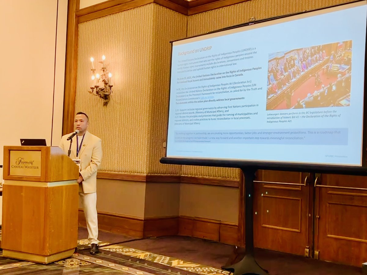 It was an honour to present at the @GFOABC Conference on Indigenous reconciliation for the local gov finance professionals, UNDRIP and operationalizing FPIC were key components and the specific TRC calls to action that municipal, prov & fed counterparts @Deloitte @ABPA_NONT