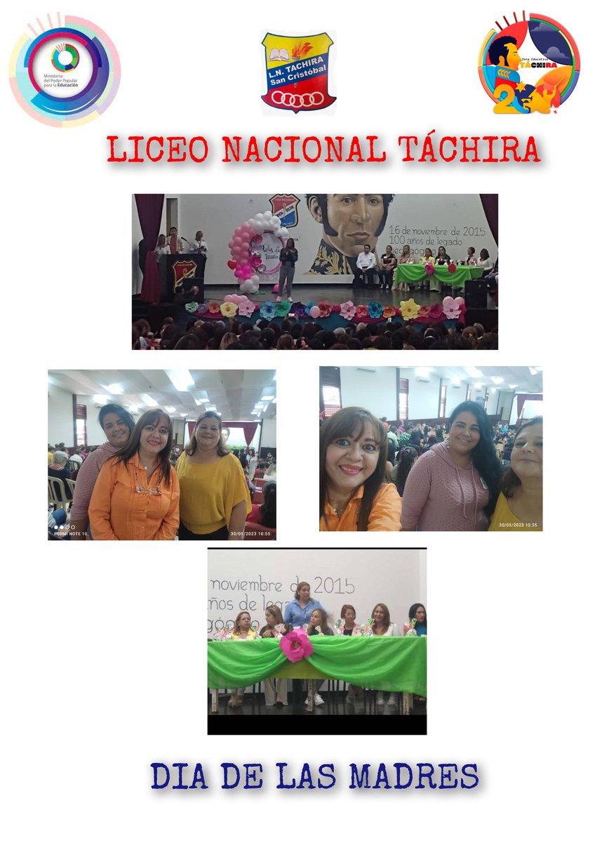 #30May LICEO NACIONAL TÁCHIRA PRESENTE ACTIVIDAD DIA DE LAS MADRES 2023.
@_laavanzadora 
@mppeducacion 
@berzabethg1 
@freddybernalven