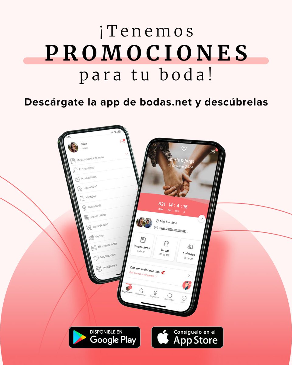 Tenemos descuentos para tu boda, ¿los quieres? Descárgate la app de Bodas.net y consíguelos todos 👇 bit.ly/DescargarAppBo…