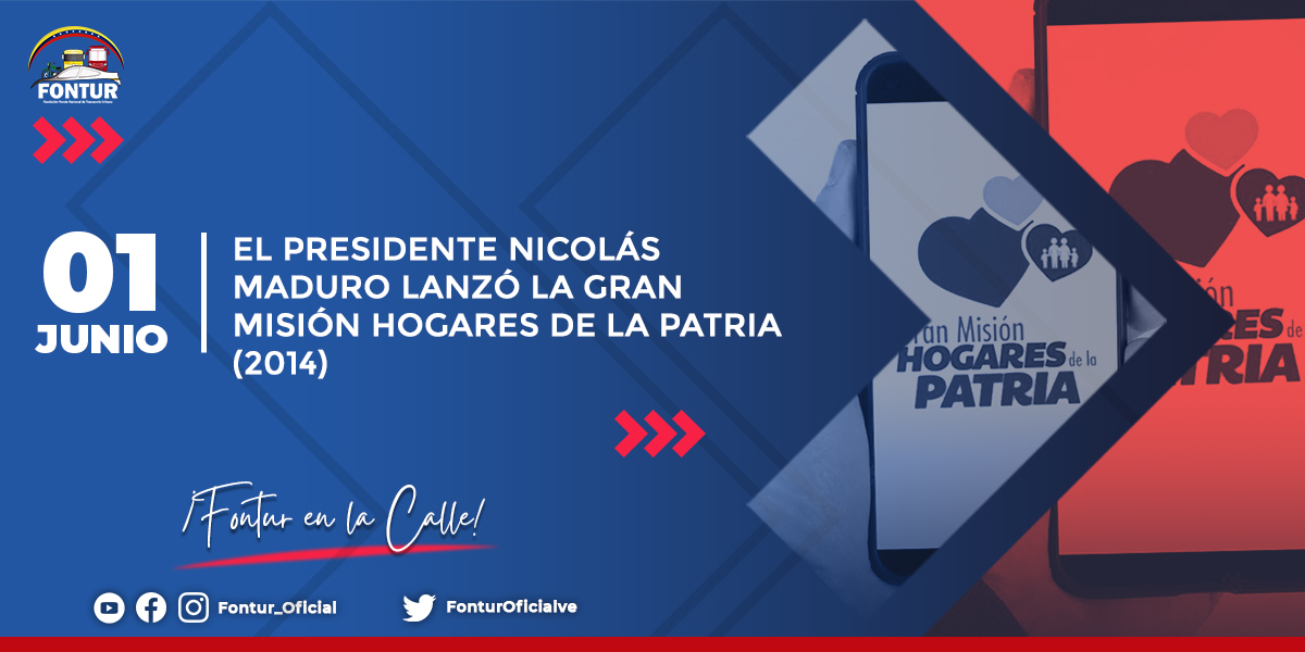 Fontur (@fonturoficialve) on Twitter photo 🗓️#EFEMÉRIDE. Para proteger integralmente a las familias más vulnerables de Venezuela, garantizándole bienestar, estabilidad y felicidad, hace nueve años el presidente <a href="/NicolasMaduro/">Nicolás Maduro</a> lanzó la Gran Misión Hogares de la Patria.
#IntegraciónEnLaDiversidad
¡Fontur en la calle! 🗓️#EFEMÉRIDE. Para proteger integralmente a las familias más vulnerables de Venezuela, garantizándole bienestar, estabilidad y felicidad, hace nueve años el presidente <a href="/NicolasMaduro/">Nicolás Maduro</a> lanzó la Gran Misión Hogares de la Patria.
#IntegraciónEnLaDiversidad
¡Fontur en la calle!