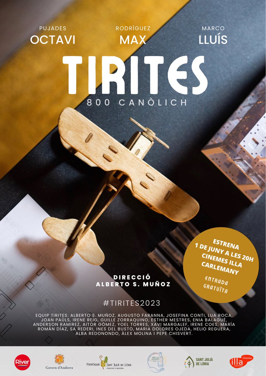 🎬 Avui a les 20h als <a href="/Cinemes_Illa/">Cinemes illa</a> Carlemany, estrena del curmetratge “Tirites”. Us esperem! 

#TIRITES2023 #800Canòlich