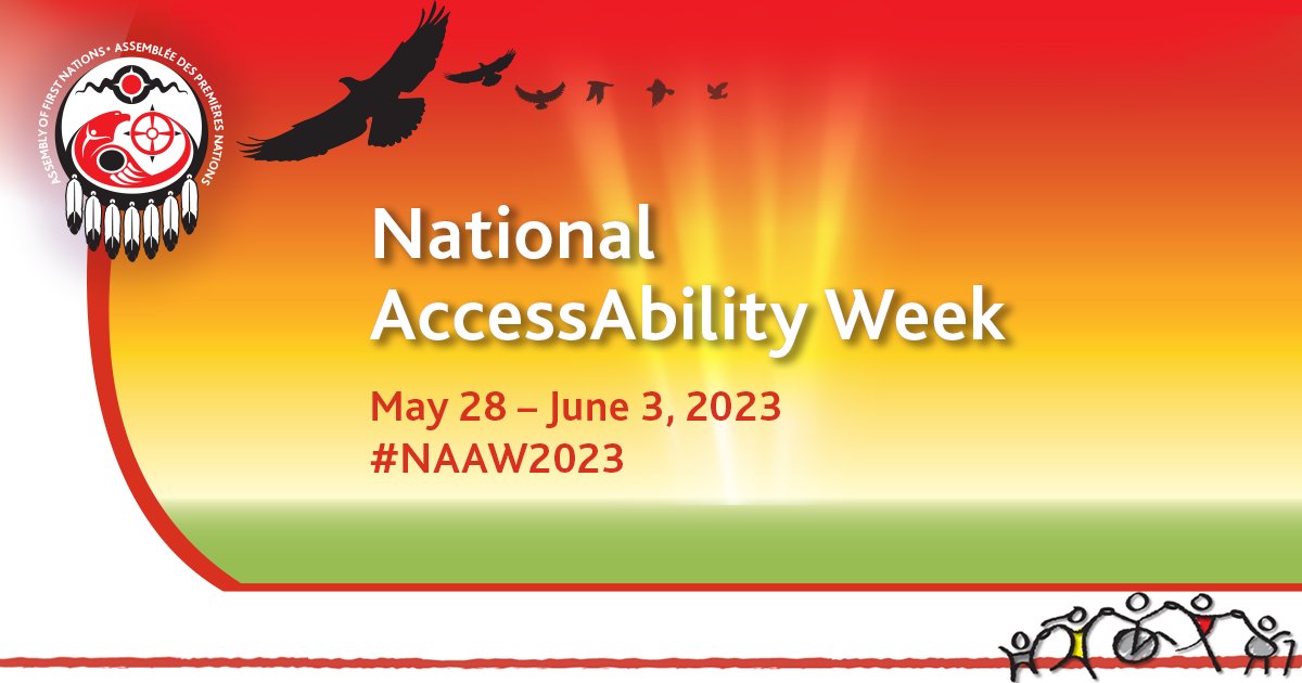 AFN_Updates's tweet photo. Looking to take part in the National AccessAbility Week activities? Fill in the AFN survey today to have your opinion counted on the distinct First Nations #accessibility/ disability legislation: https://t.co/5B8kvagBos #NAAW2023 #FromPossibilitiesToPractice https://t.co/WiMHTjR5tv