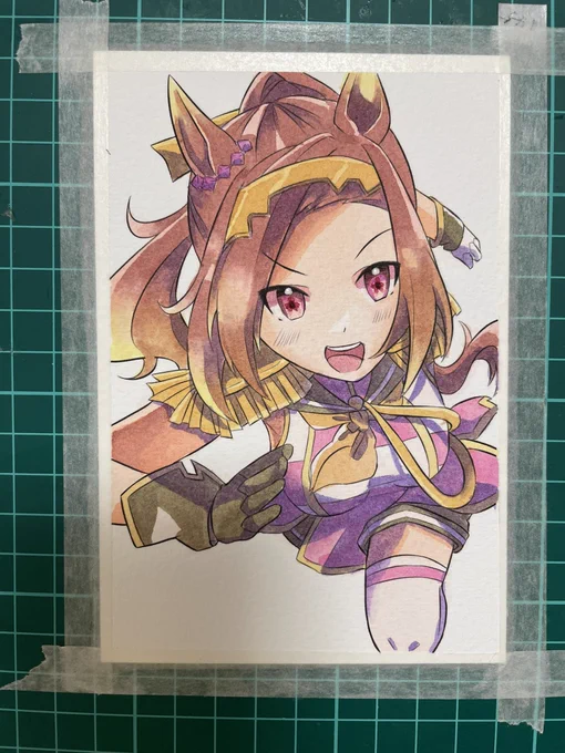 #いろどりパドックへおいでよ タグ使わせて頂きます! デジタルの線画を印刷してカラーインクで塗り絵するのにハマっています 3枚目は透明水彩です〜
