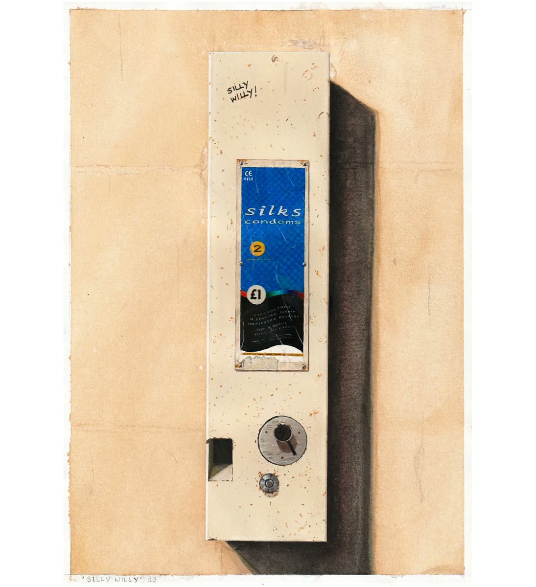 New Study! 
'Silly Willy' 2023.
Watercolour and acrylic on paper 
w21 x h29.5.  Stay tuned to see the second piece.

#newartwork #latest #painting #watercolour
#acrylic #paint #art #artiststudy #artist
#contemporarypainting #socialcommentary
 #condom #conorrogers