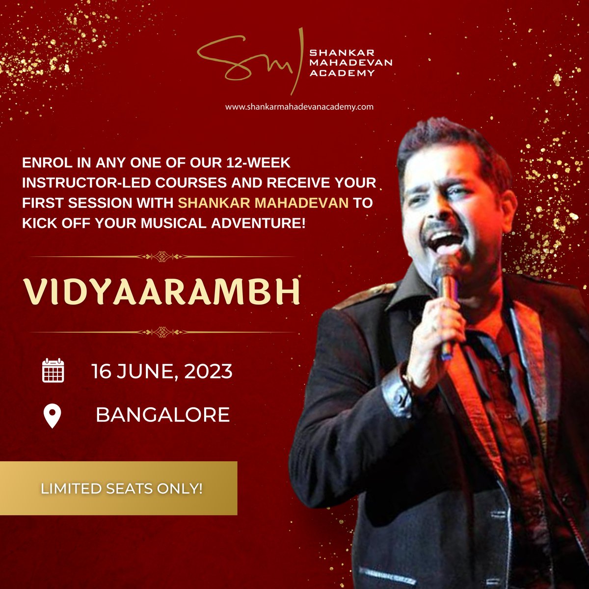 Enrol in any one of our 12-week instructor-led courses and receive your first session with Shankar Mahadevan on 16th June in Bangalore, to kick off your musical adventure!
Limited seats only. Click the link below to explore our courses.
shankarmahadevanacademy.com/courses-overvi…