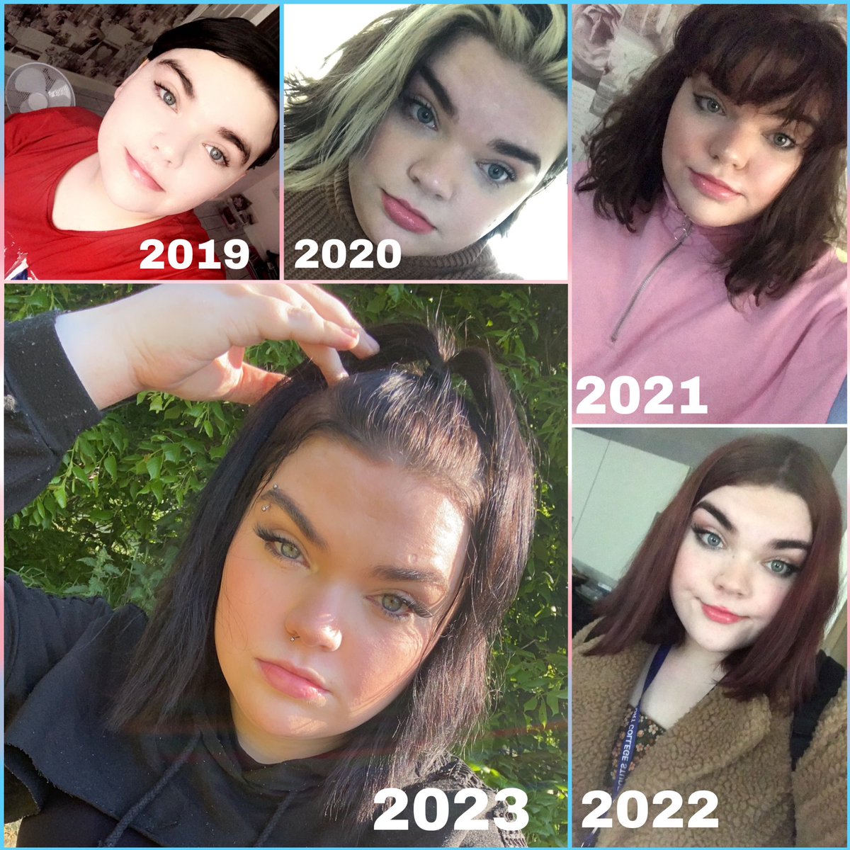 I don’t think I’ve ever posted a transition timeline😶🫢 so here is me🐰 , 15-20 . I’m grateful I got to start my journey when I did coz it makes life today a lot easier. But I always knew I was destined to be queen of the kings xx 👑 Tara #transyouth #pride 🐇🏳️‍⚧️