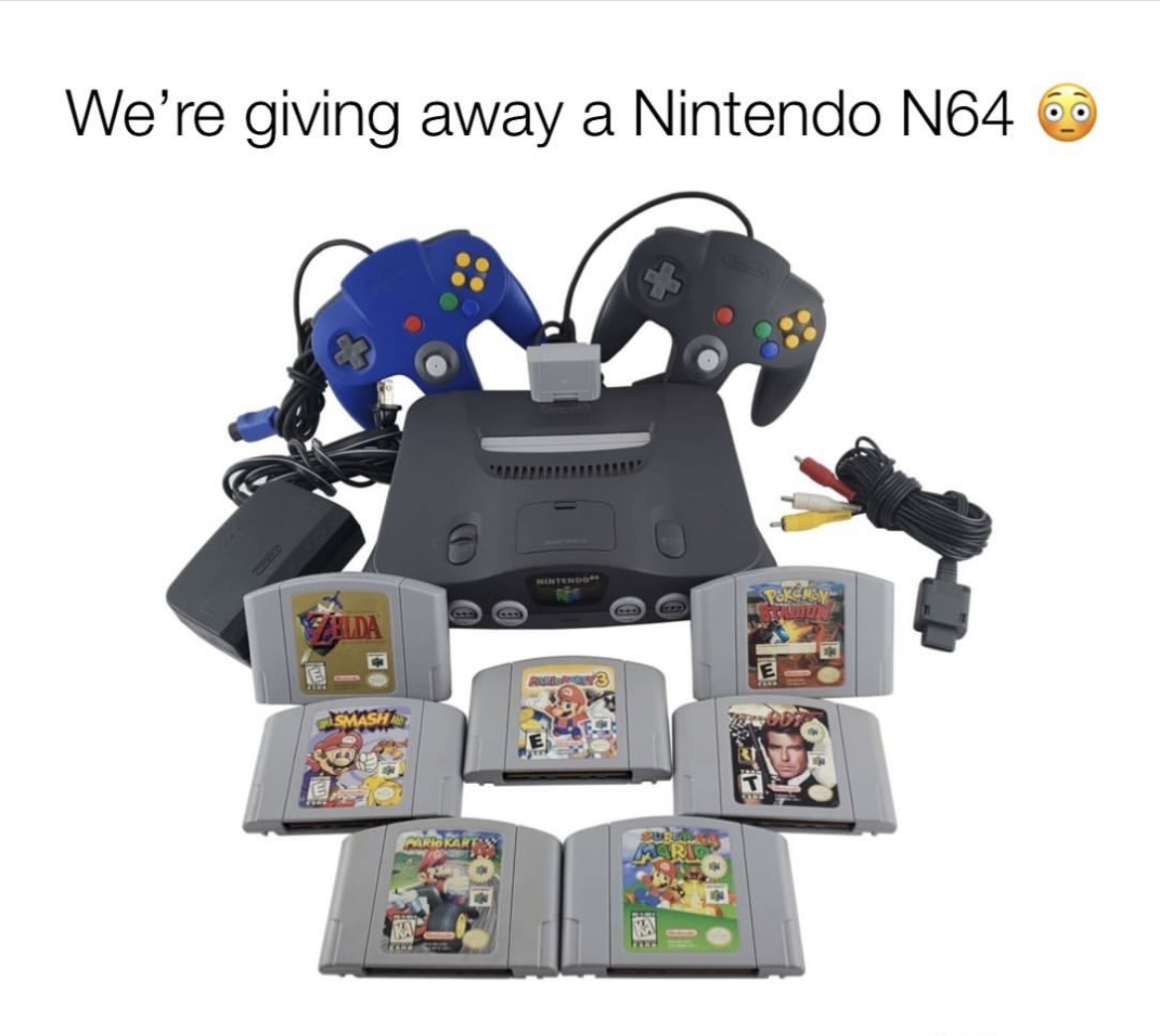 Major Throwback 😭 We’re giving away a Nintendo N64 🎮 

Head to our IG to enter: instagram.com/p/Cs6esqER2qN/
