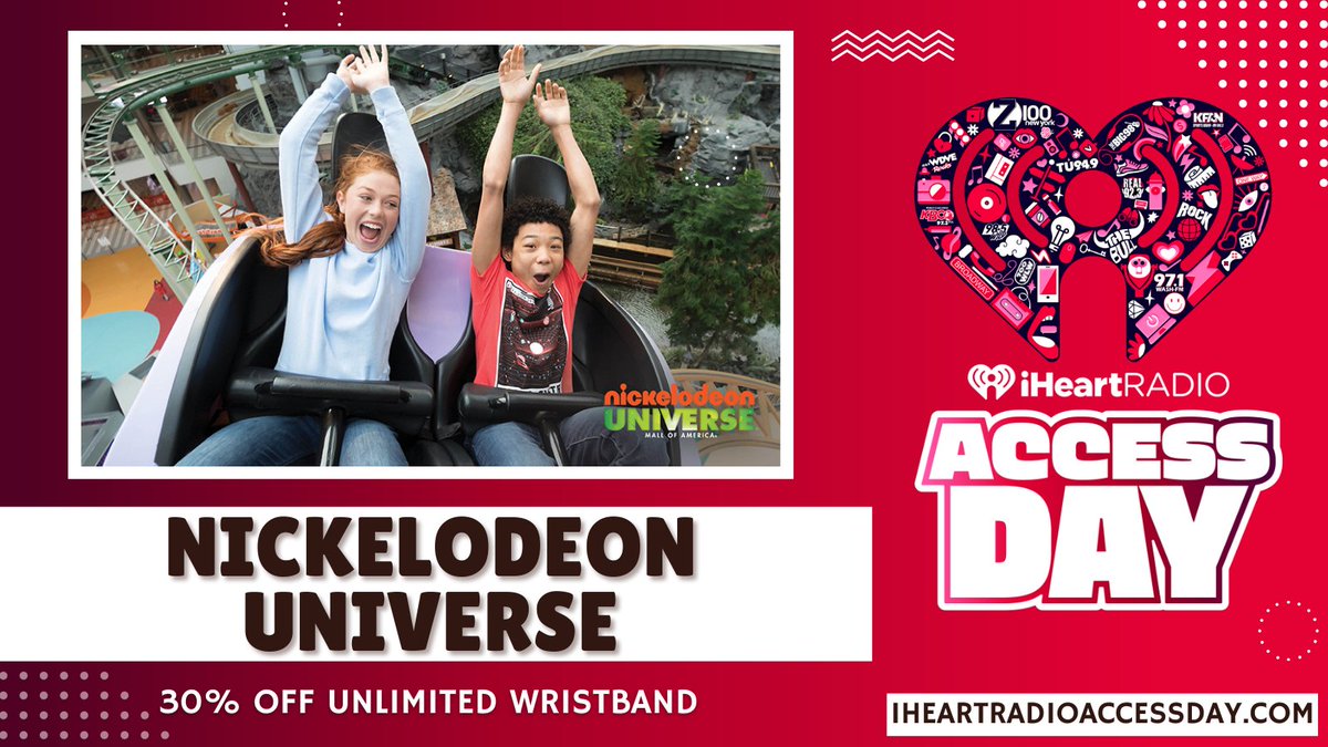 TODAY IS THE DAY! Take 30% OFF unlimited ride wristbands at @NickUniverse to celebrate #iHeartAccessDay! Grab this deal now and check out all the deals and experiences over at iHeartRadioAccessDay.com!