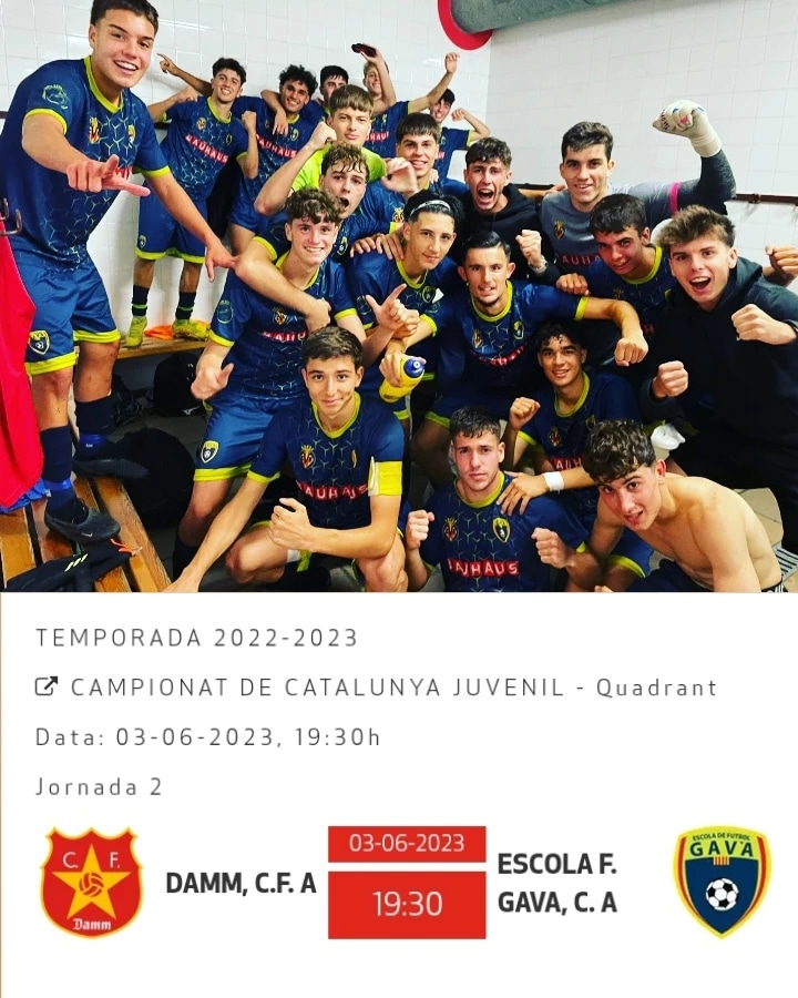 EFGava's tweet photo. 🔵🔵CLUB @EFGava 
💙💚JUVENIL A

🏆🏆COPA CATALUNYA 🏆🏆

✅Ja som a Semifinals, aquest dissabte toca un plat fort, ens enfrontem al Juvenil A de @CFDamm.

✈️Vine a animar l'equip al Feliu i Codina, t'hi esperem.

💯Seguiu fent història nois.

💚💙⚽

#EFGavà #SomEFG https://t.co/0GiKp4jmYc