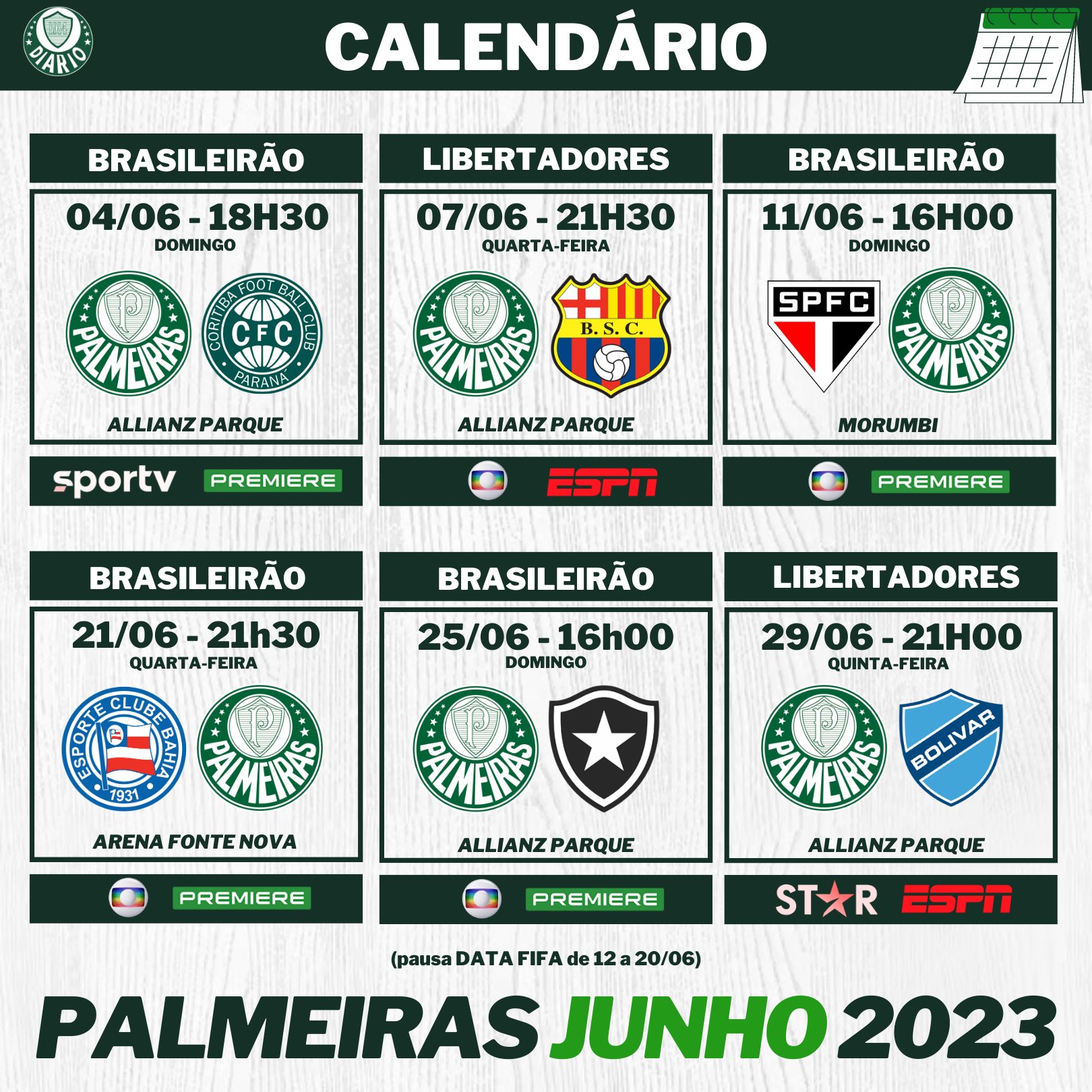 Definido o calendário de jogos do Palmeiras no mês de abril