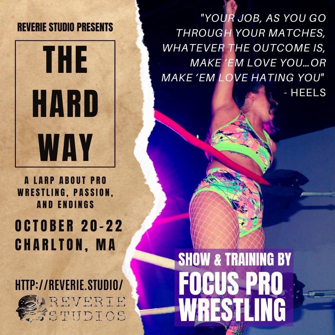 PRO WRESTLING LARP EVENT!!!

reverie.studio/events/hardway/

#larp #larping #prowrestling #wrestling #bostonevent #newengland #thingstodo