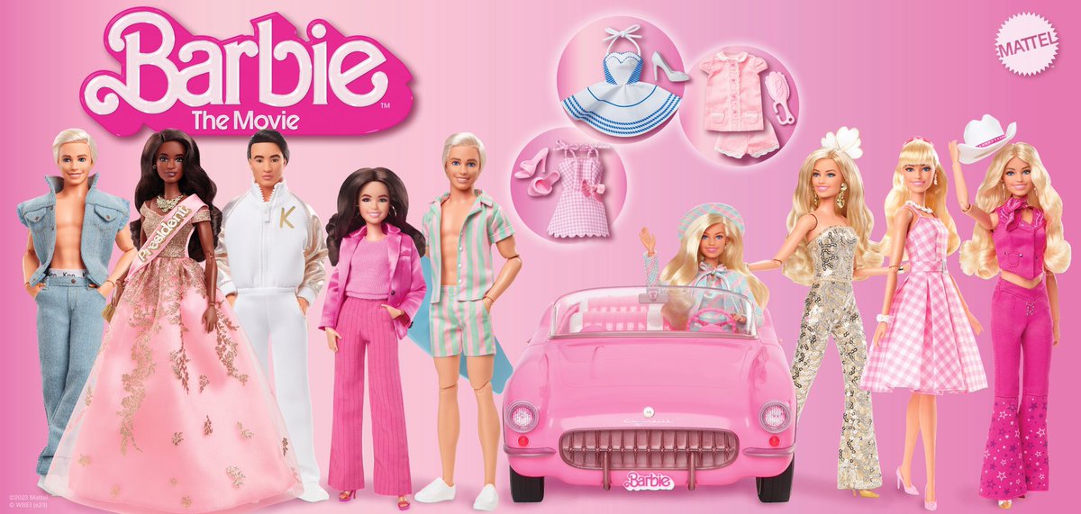 PopCrave's tweet photo. Mattel unveils #Barbie: The Movie Collection with looks inspired by the upcoming film releasing July 21. https://t.co/jt442oPgJb