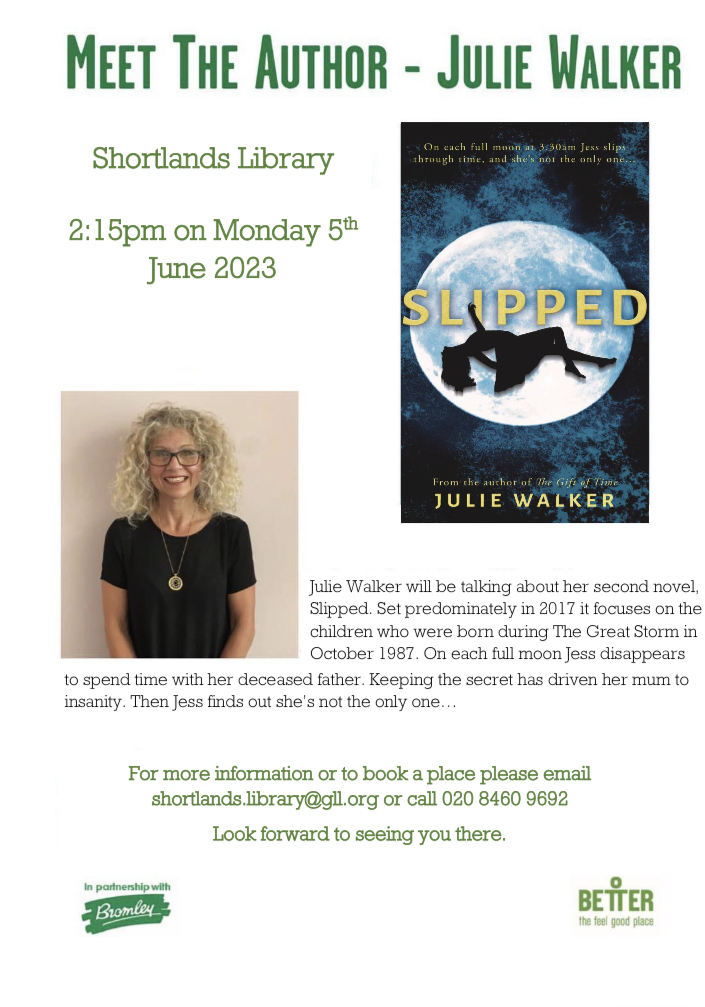 Looking forward to talking at Shortlands Library on Monday 😀@BromLibraries 
My 2nd author talk for 'Slipped' #NewRelease #2ndNovel #WritingCommunity #AuthorsOfTwitter  #readersoftwitter #library #contemporaryfantasy #urbanfantasy