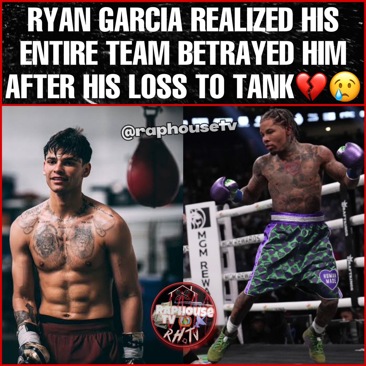 raphousetv2's tweet photo. Ryan Garcia Realized his Entire Team Betrayed him after his loss to Gervonta Davis 😤💔😢🥊 https://t.co/vMnBfi6HuJ