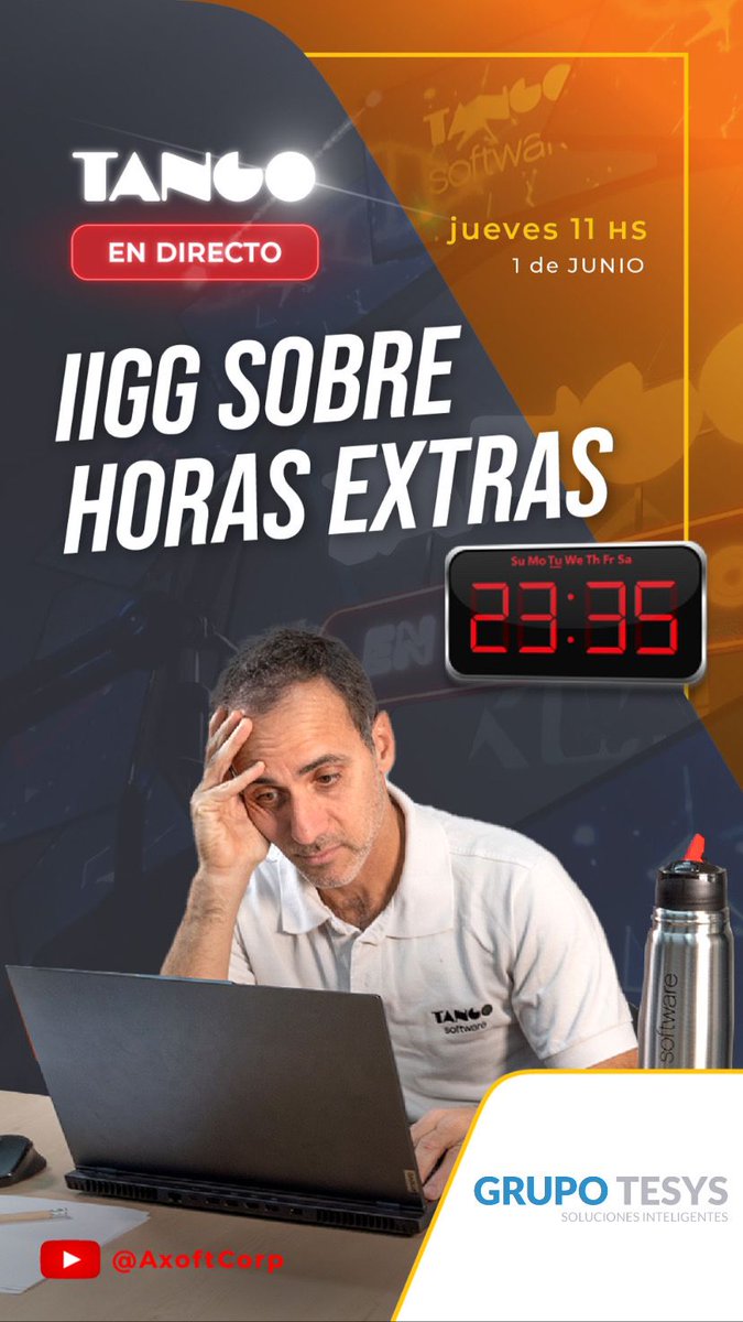 GrupoTesys's tweet image. #TangoEnDirecto 👉 Súmate hoy Jueves a las 11:00 horas en el directo de Impuesto a las ganancias sobre Hs. Extras de @axoftargentina
🔴YT: bit.ly/3WKON8k
#TangoSoftware #LaRebeldiaDeCrecer