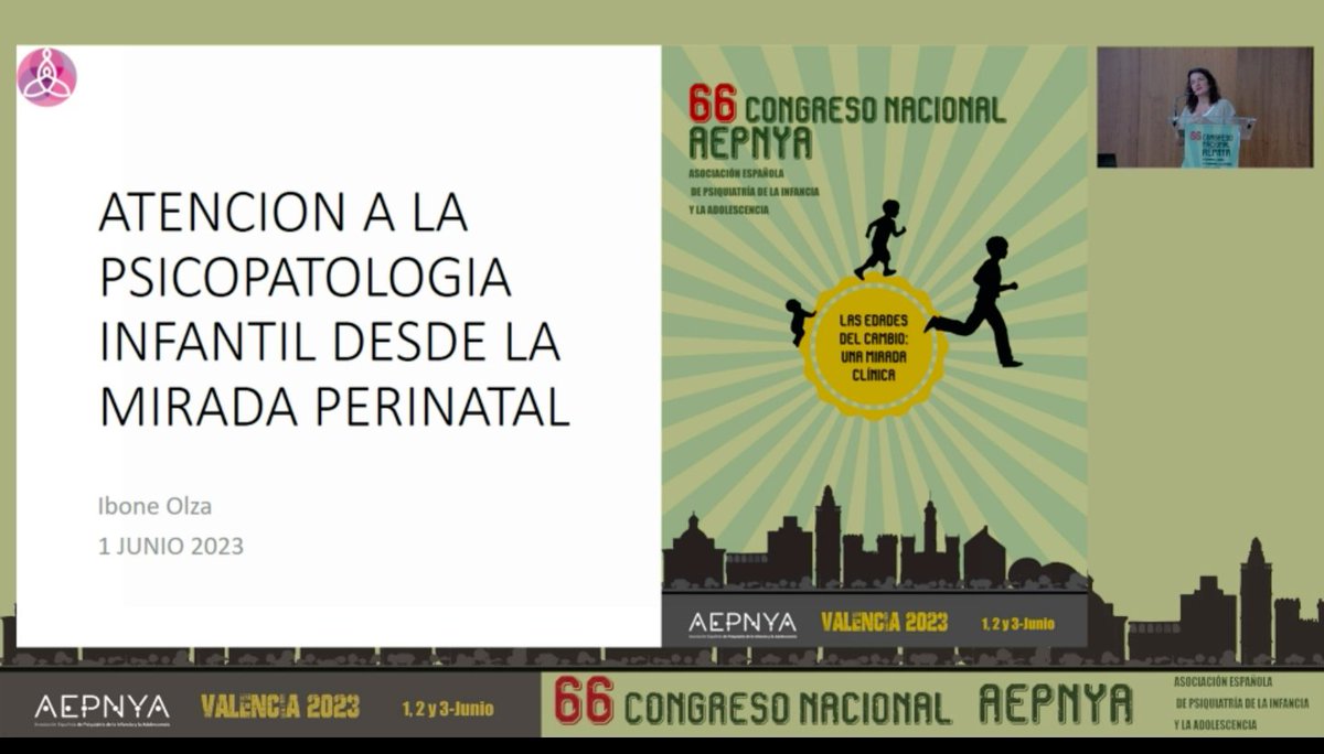 IEPerinatal's tweet photo. Hoy, la doctora @iboneolza ha participado en la edición número 66 del Congreso @AEPNyA en Valencia hablando de la Atención a la psicopatología infantil desde la mirada perinatal.
#IESMP #perinatal #saludmental #modeloecosistémico https://t.co/yIq7fOO0tn