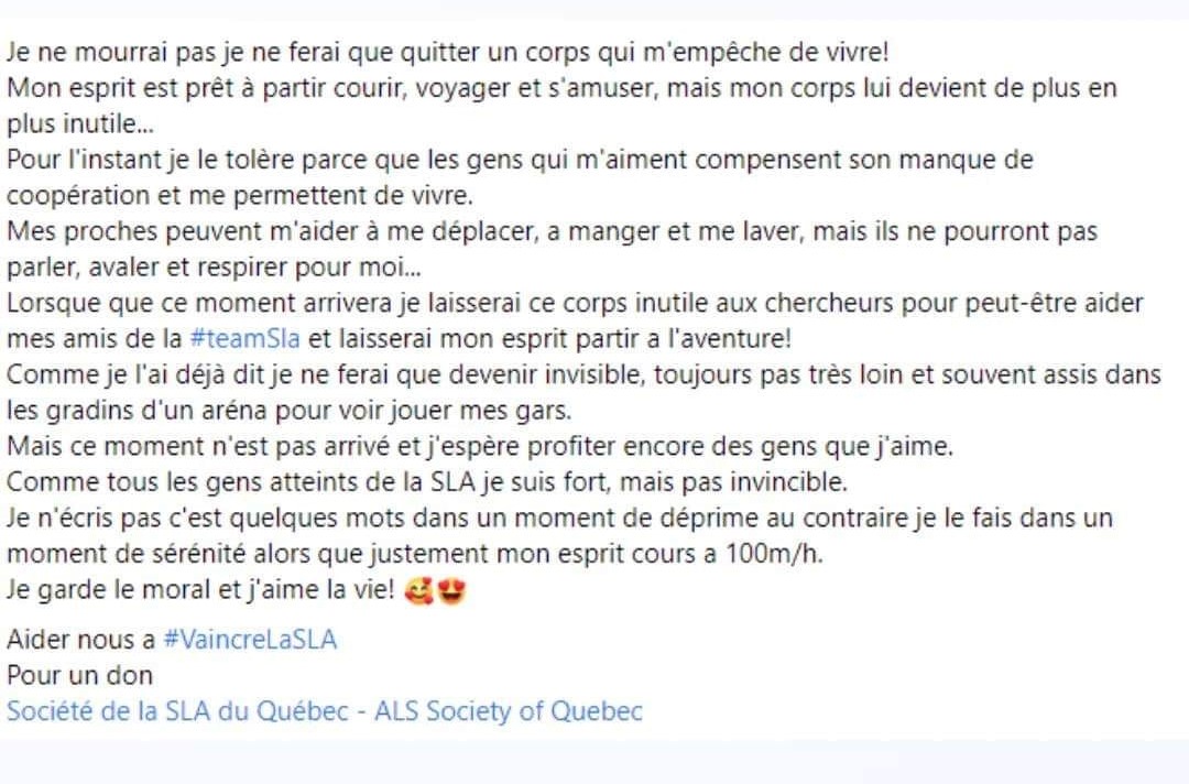 Juin le mois de la sensibilisation à la SLA
@SLA_ALS_Quebec 
#VaincrelaSLA
#SrikeoutALS
#lougehrigsdisease 
#Nordiques