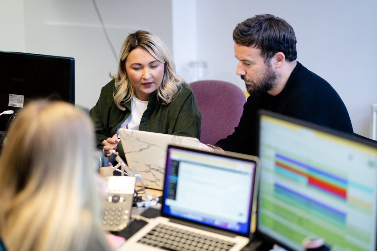 What are they discussing? 

1) Planning in new projects?
2) What to have for lunch?
3) Charlie is showing Dan how to use his new phone? 

#digitaldesign #lymm #manchester #cheshire #digitalagency #socialmedia #webdesign #branding