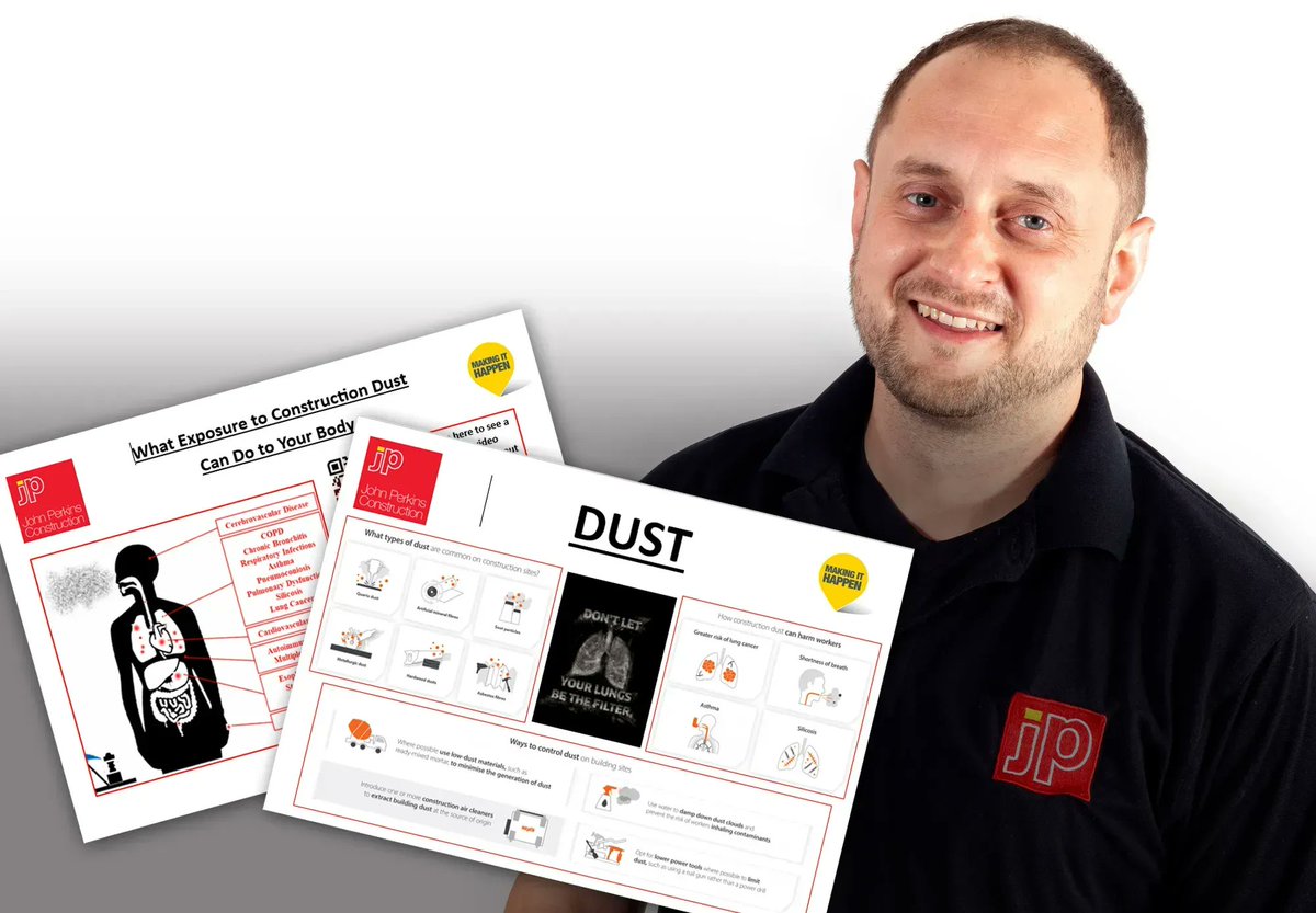 Well done to Oliver Begg, one of our Assistant Site Managers, who was inspired to create posters for our sites, warning about the dangers of dust. This is in line with the @H_S_E blitz to ensure safe working around construction dust. #MakingItHappen