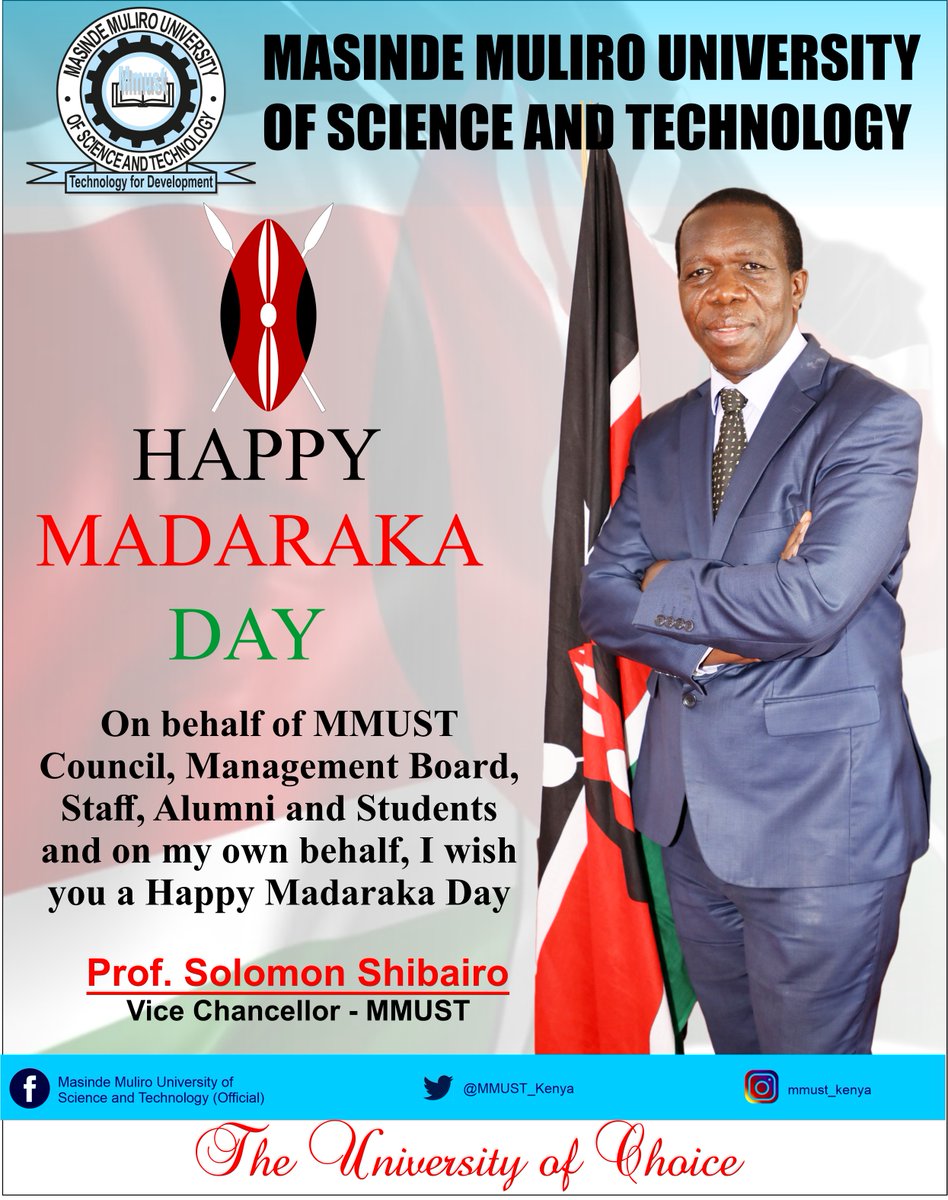 We wish you a happy Madaraka Day to you and your loved ones!!!
@S_Shibairo 
#IchooseMMUST
#UniversityofChoice
#MadarakaDay2023