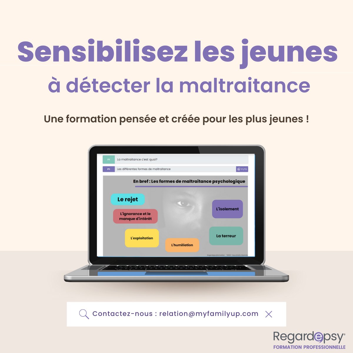 💫Donnez la possibilité aux jeunes de détecter des signaux de maltraitance, de comprendre la notion de consentement et de détecter des comportements à risques chez leurs camarades !

formations.regardepsy.com/training-detai…