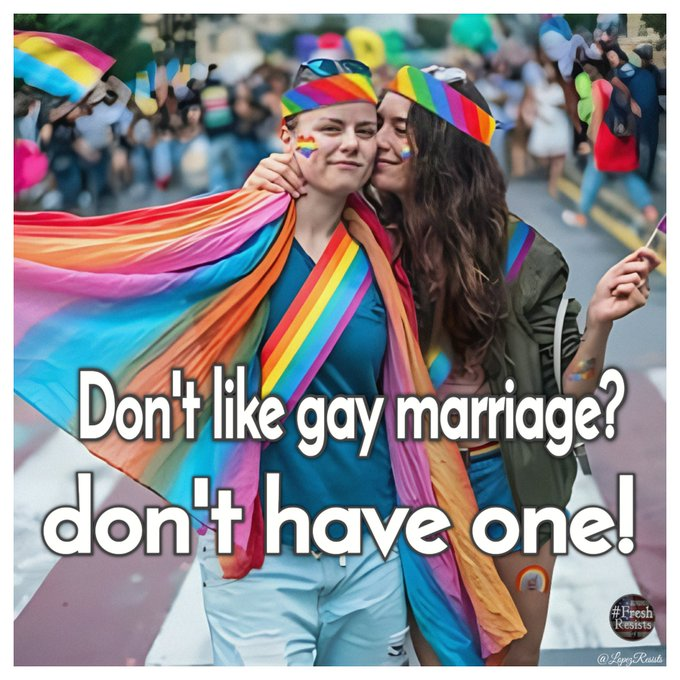 What type of bitter and insecure person would you have to be to convince yourself that someone else’s marriage will ruin your own?
Right. You’d be the Republican type.
Vote Blue and tell Republican's, if you're against gay marriage, don't have one.

#Fresh #ONEV1 #wtpBLUE