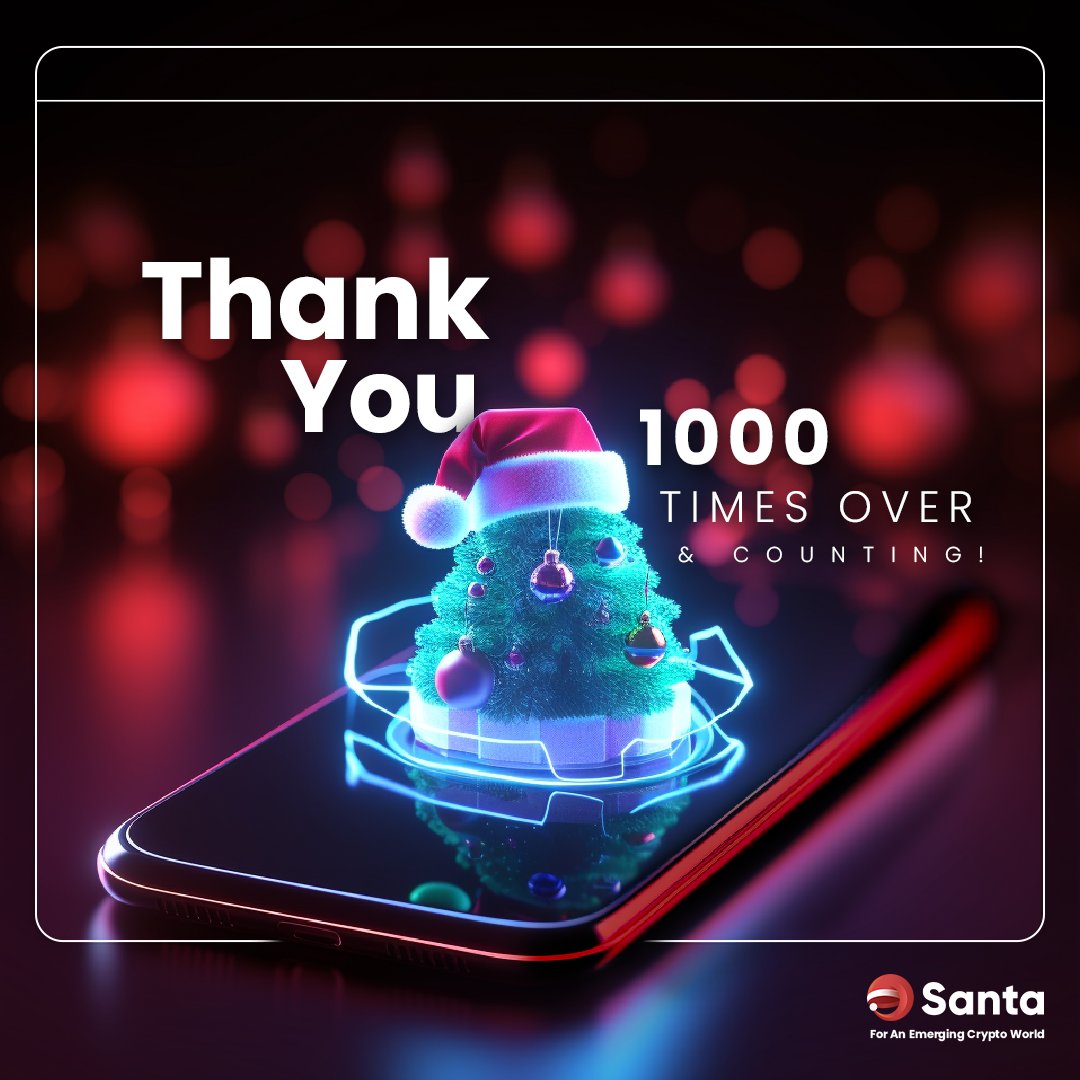 We've crossed 1K+ installs of Santa Browser on Google Play! Massive thanks to our Santa Community! Your support fuels our engines of innovation. Here's to reaching more jolly good milestones together! #Web3 #SantaBrowser