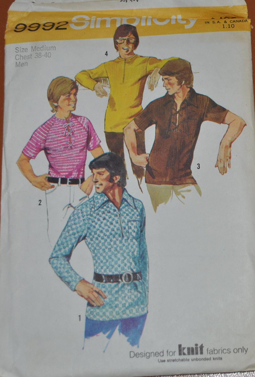 Med Chest 38-40, Vintage 1970s Simplicity 9992 Sewing Pattern, Men's Zip Top, Laced, Patch Pocket, Large Flared Collar etsy.me/3IQldIU #sewing #birthday #easter #raglansleeves #pointedcollar #sizemedium #lacedtoppattern #ziptoppattern #vintagemenpattern