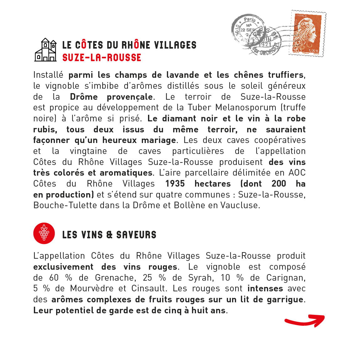 Aujourd’hui, le chef @florentpietravalle vous fait découvrir une recette à accorder avec l’appellation Côtes du Rhône Villages Suze-la-Rousse !
Ce Village Nommé ne produit que des vins rouges, à partir de Grenache, de Syrah, de Mourvèdre et souvent avec du robuste Carignan.