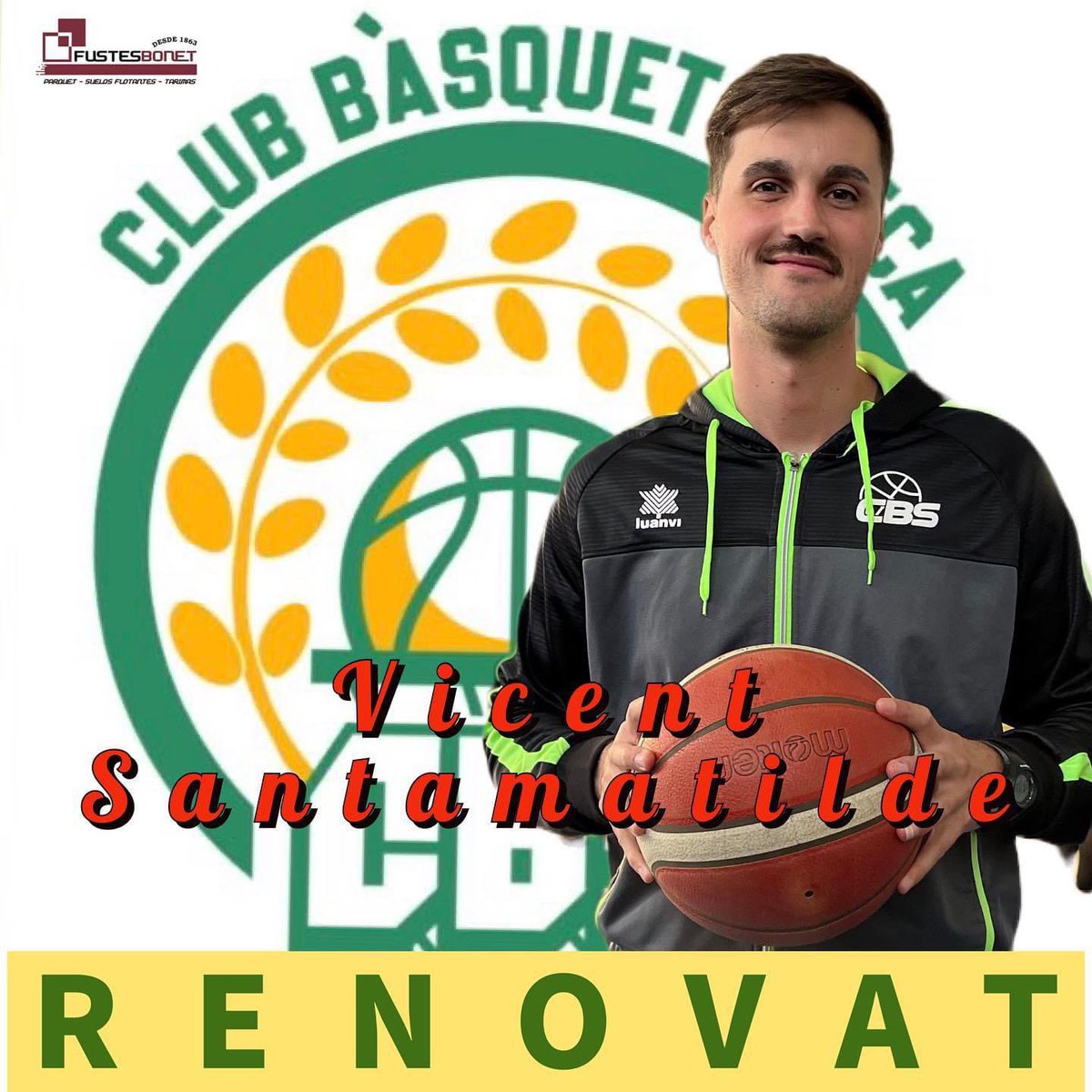 basquetsueca's tweet photo. Santamatilde renova amb el CBS Fustes Bonet. Aler polivalent seguirà com a peça important a l’equip. Molta sort i encantats amb la teua renovació, Vicent! 
💚💚💚 @basquetsueca @fbcv_es @CompeticionFEB @AjuntamentSueca @MueveteBasket @LigaEBA https://t.co/CUdemS4Bc5