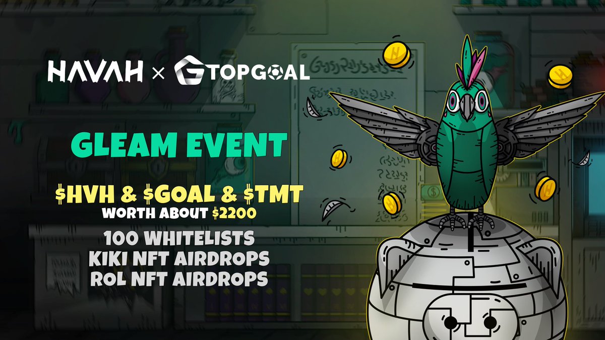 [HAVAH x TOPGOAL Gleam Event]

Participate in the Gleam event now and win a variety of rewards!

1⃣ 100 Whitelist spots for #HAVAH Friends NFTs
2⃣ $GOAL, $TMT and $HVH worth a total of 2,200 USDT
3⃣ 100 Airdrop of #TOPGOAL ROL NFTs &amp; Trial Cards

➡️ gleam.io/HzmkU/havah-x-…