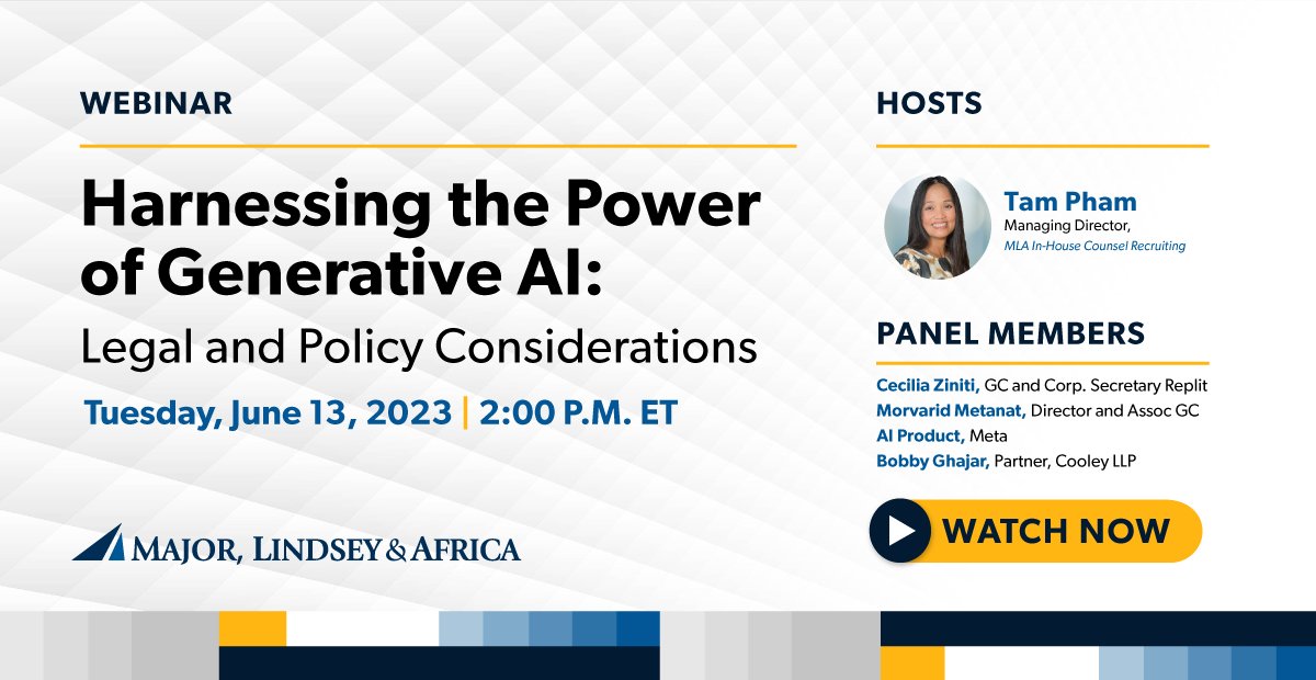 Generative Artificial Intelligence is changing the future of how content is created. Discover the impact it is having on the legal profession in our upcoming webinar with a panel of AI experts.

Register now: bit.ly/3oFMFCq?

#mlaglobal #AI #legaltech
