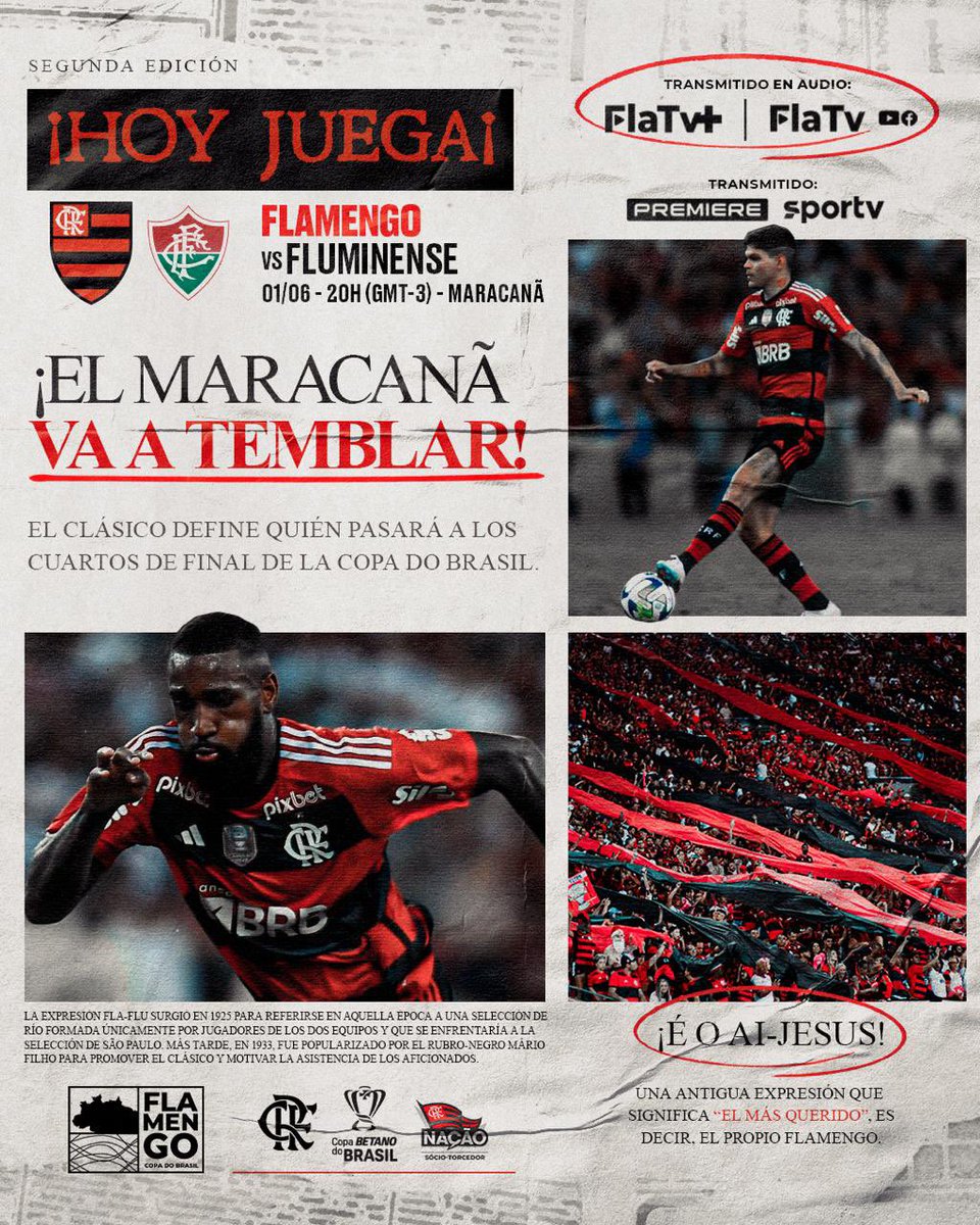 Flamengo_es's tweet photo. ❤️🖤DÍA DE CLÁSICO ❤️🖤
❤️🖤DÍA DE #FLAxFLU ❤️🖤 https://t.co/aBAO5OdHzX