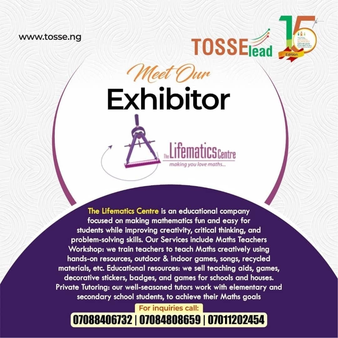 reach360ng's tweet photo. Discover the magic of math with @TheLifematics Centre at TOSSE2023!

Dive into a world of engaging lessons, creative problem-solving, and boundless math exploration.
Join us at TOSSE and let's make math an adventure!

#tosse2023 #matheducation #UnlockTheMagic #Lifematics #tosse https://t.co/VOfC3Iv4UU