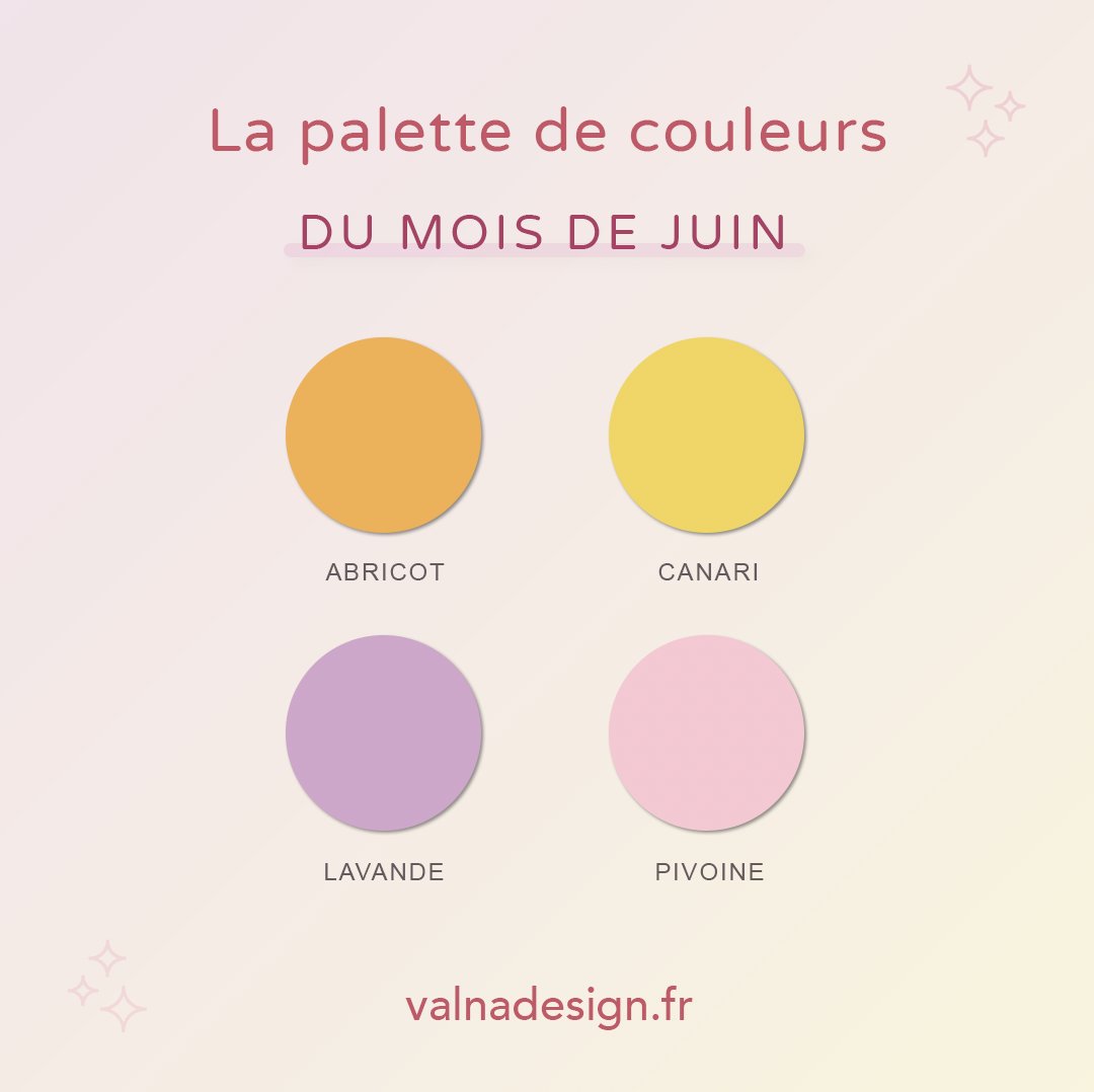 valnadesign's tweet photo. ✨ Une palette de couleurs vives, fruitées et florales, évocatrices de ce mois ensoleillé qui annonce l'été 🤩☀️
.
#design #branddesign #graphisme #colorpalette #hellojune #juin #colours #sunny #designer #agence #print #logo #graphicdesign #entrepreneur #agencedecommunication https://t.co/kbS4eeUgmg