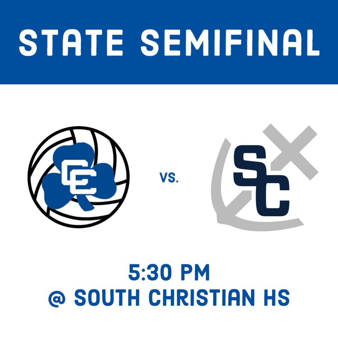 TONIGHT! Shamrocks head to South Christian HS to take on the Sailors in the state semi final! 🔥☘️💪🏼 #WeAreCC #miboysvb
