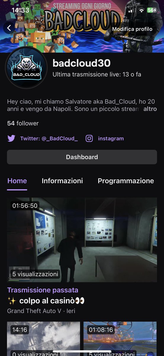 _BadCloud_'s tweet photo. Il mio canale twitch, prende sempre più forma!🤩🤩 Chiunque mi volesse seguire in live, mi trovate quasi tutti i giorni!! 
#twitch #TwitchStreamer #twitchstreaming #streamer #gaminglife https://t.co/ngrrVzx66r