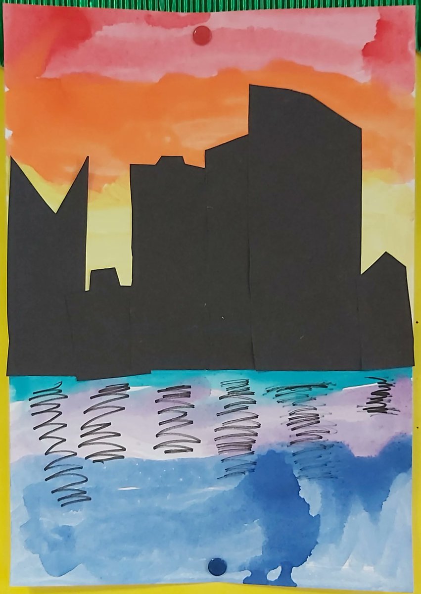 BritSchoolGC's tweet photo. Tafira's Year 1 class has been learning about Warm and Cool colours in art. Over the last few weeks we have worked very carefully step by step to make these amazing cityscapes. https://t.co/4HCUEE2MEx