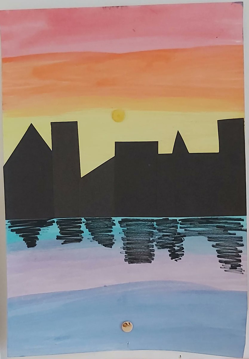 BritSchoolGC's tweet photo. Tafira's Year 1 class has been learning about Warm and Cool colours in art. Over the last few weeks we have worked very carefully step by step to make these amazing cityscapes. https://t.co/4HCUEE2MEx