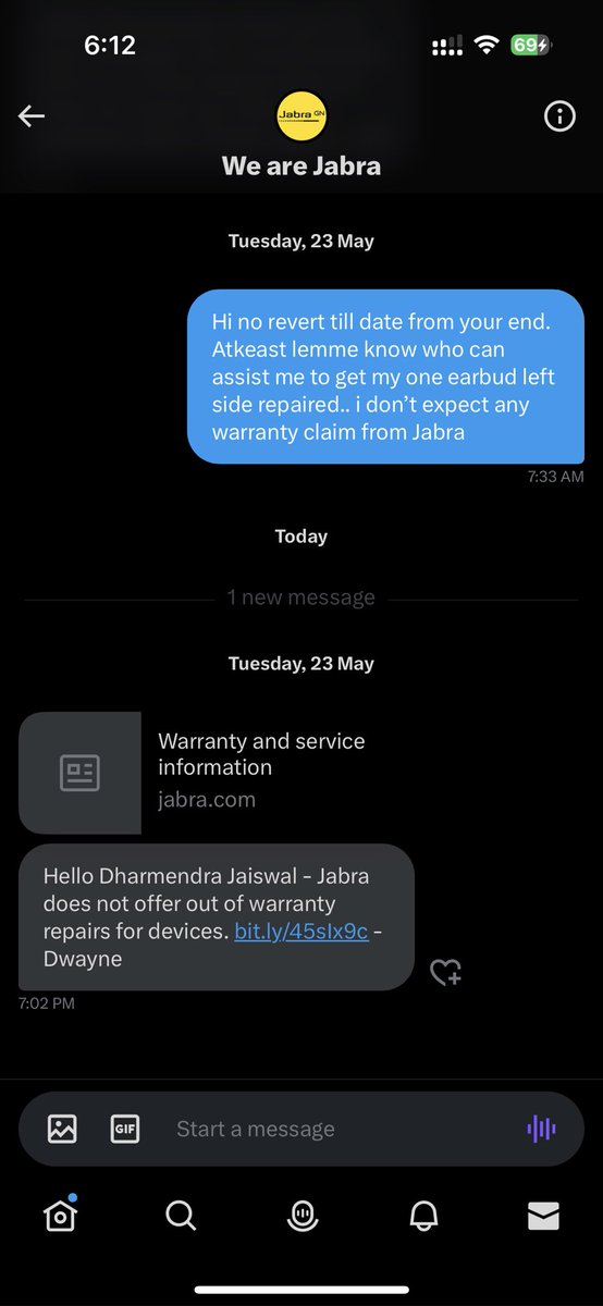 dharmen4oracle's tweet photo. @We_are_Jabra hello people
Never ever buy Jabra products as they don’t support on repairs after warranty period.. they want us to again buy their expensive ear buds again and again https://t.co/hnQy0nxM7A