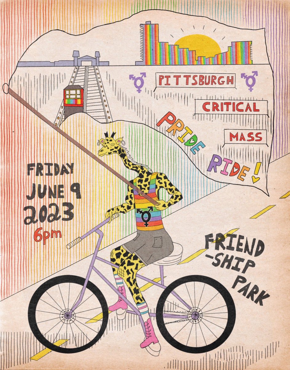 pghcriticalmass's tweet photo. 🌈 BIG GAY BIKE RIDE 🌈

Pittsburgh's Critical Mass Pride Ride will be Friday June 9th at 6pm in Friendship Park! https://t.co/7UtErAdCM1