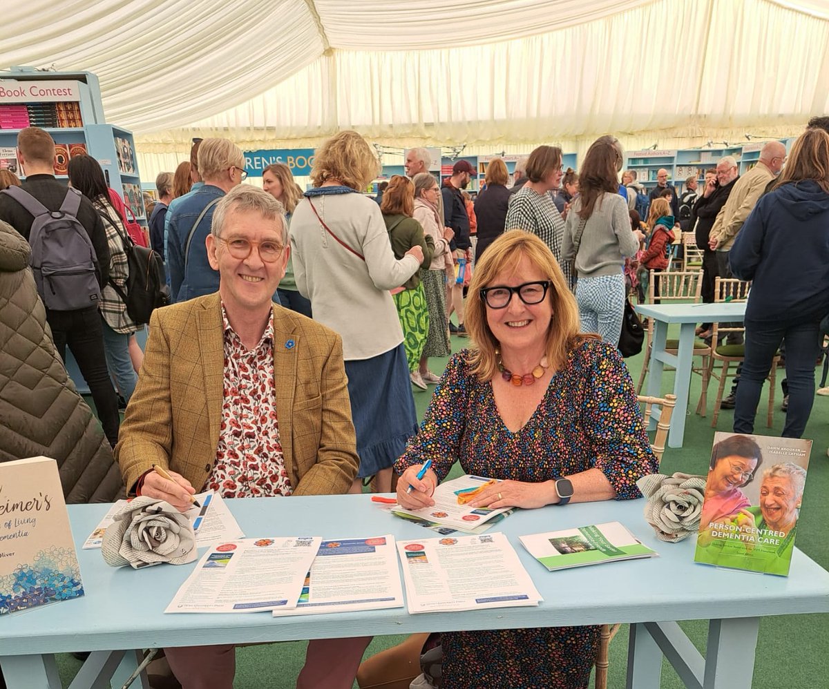 Great to be at #HayFestival2023 promoting how to make your garden dementia friendly. Thanks to Keith Oliver, @DawnBrooker5 and @TeresaA2022 (taking the photo!), looks like a good crowd! @hayfestival